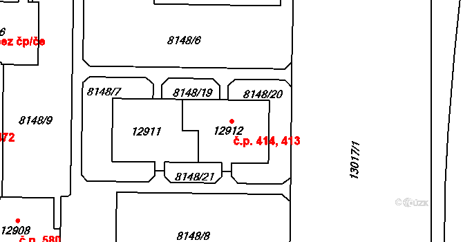 Doudlevce 413,414, Plzeň na parcele st. 12911 v KÚ Plzeň, Katastrální mapa