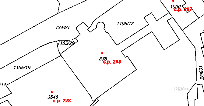 Plešivec 268, Český Krumlov na parcele st. 379 v KÚ Český Krumlov, Katastrální mapa