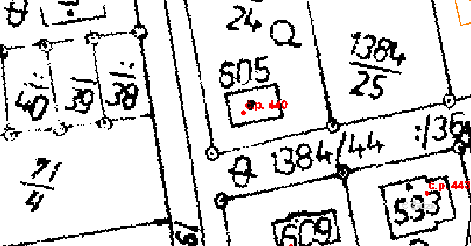 Přerov nad Labem 440 na parcele st. 605 v KÚ Přerov nad Labem, Katastrální mapa