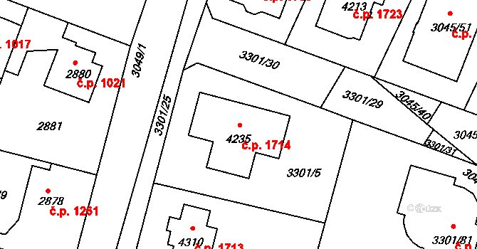 Čelákovice 1714 na parcele st. 4235 v KÚ Čelákovice, Katastrální mapa