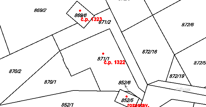 Liberec XIV-Ruprechtice 1322, Liberec na parcele st. 871/1 v KÚ Ruprechtice, Katastrální mapa