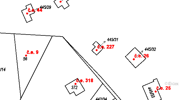 Ústupky 227, Seč na parcele st. 445/31 v KÚ Proseč u Seče, Katastrální mapa