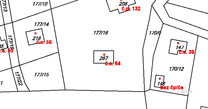 Skorkov 64 na parcele st. 267 v KÚ Skorkov, Katastrální mapa