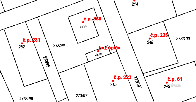 Třemošnice 38075423 na parcele st. 506 v KÚ Třemošnice nad Doubravou, Katastrální mapa