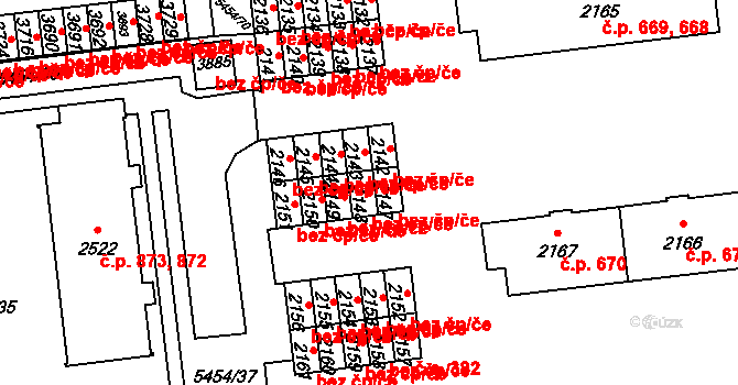 Polička 40163423 na parcele st. 2148 v KÚ Polička, Katastrální mapa