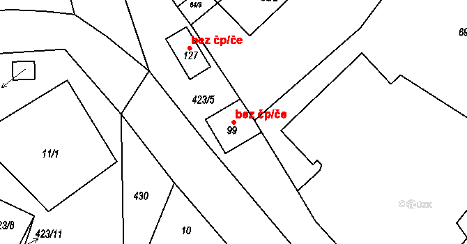 Lišice 40296423 na parcele st. 99 v KÚ Lišice, Katastrální mapa