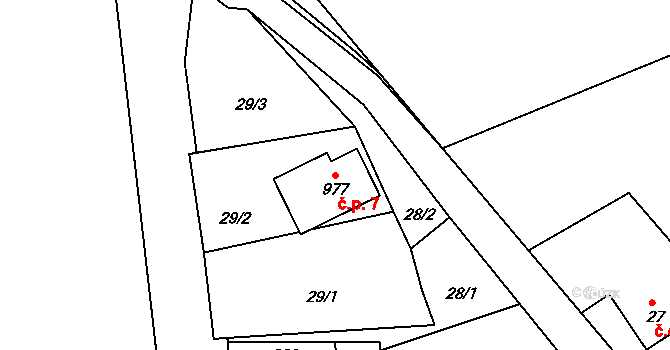 Hazlov 41268423 na parcele st. 977 v KÚ Táborská, Katastrální mapa