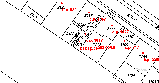 Vsetín 41766423 na parcele st. 3113 v KÚ Vsetín, Katastrální mapa