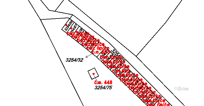 Roudnice nad Labem 43386423 na parcele st. 3254/33 v KÚ Roudnice nad Labem, Katastrální mapa