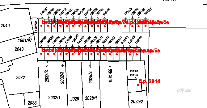 Přerov 43826423 na parcele st. 1981/72 v KÚ Přerov, Katastrální mapa