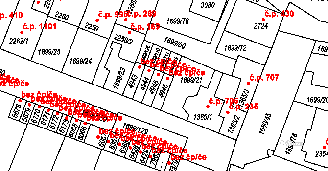 Třebíč 44138423 na parcele st. 4946 v KÚ Třebíč, Katastrální mapa