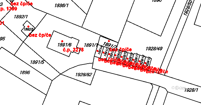 Teplice 45145423 na parcele st. 1891/4 v KÚ Teplice, Katastrální mapa