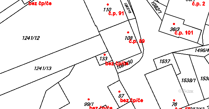 Batelov 46291423 na parcele st. 133 v KÚ Nová Ves u Třešti, Katastrální mapa