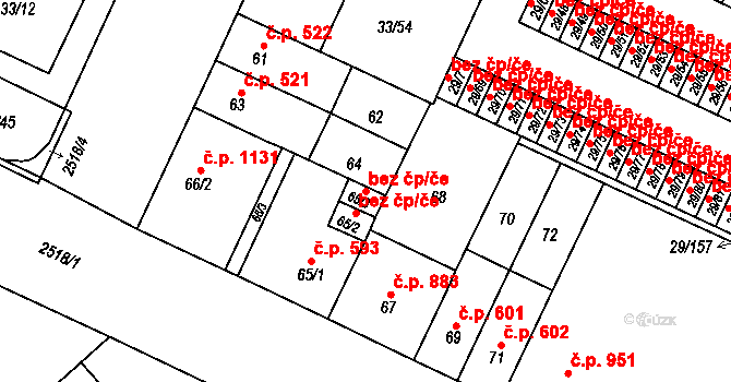 Plzeň 46511423 na parcele st. 65/3 v KÚ Doubravka, Katastrální mapa