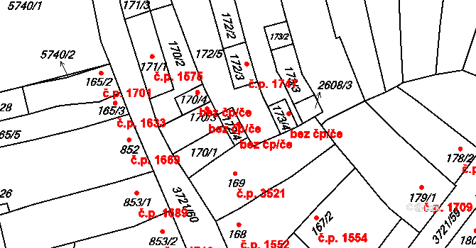 Břeclav 47072423 na parcele st. 172/4 v KÚ Břeclav, Katastrální mapa