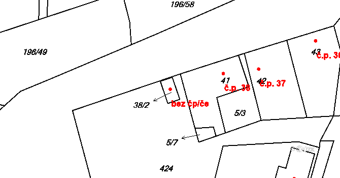 Předboj 47749423 na parcele st. 38/2 v KÚ Předboj, Katastrální mapa