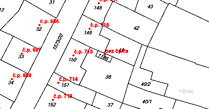 Litovel 49566423 na parcele st. 1186 v KÚ Litovel, Katastrální mapa