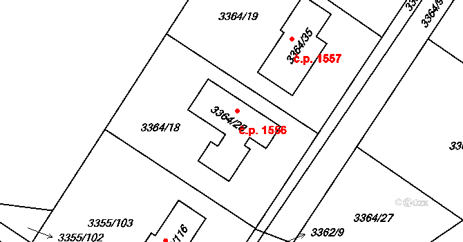 Kopřivnice 1556 na parcele st. 3364/28 v KÚ Kopřivnice, Katastrální mapa