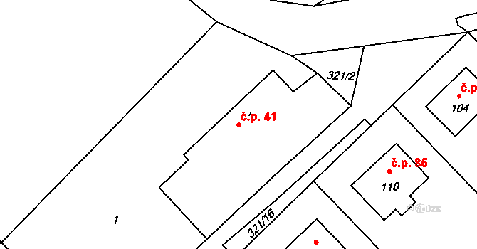 Dolní Bezděkov 41 na parcele st. 1 v KÚ Dolní Bezděkov, Katastrální mapa