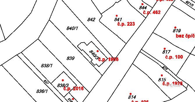 Kuřim 1966 na parcele st. 840/3 v KÚ Kuřim, Katastrální mapa