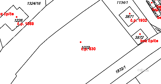 Slaný 830 na parcele st. 1022 v KÚ Slaný, Katastrální mapa