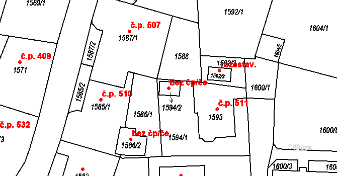 Liberec 70145423 na parcele st. 1594/2 v KÚ Ruprechtice, Katastrální mapa