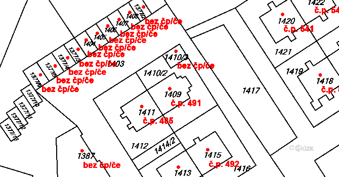 Česká Skalice 491 na parcele st. 1409 v KÚ Česká Skalice, Katastrální mapa