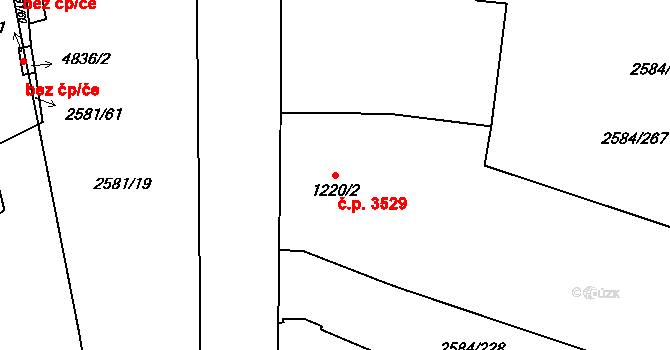 Břeclav 3529 na parcele st. 1220/2 v KÚ Břeclav, Katastrální mapa