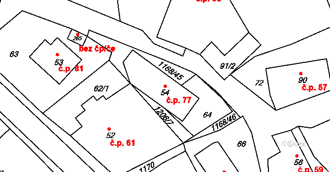 Chromeč 77 na parcele st. 54 v KÚ Chromeč, Katastrální mapa
