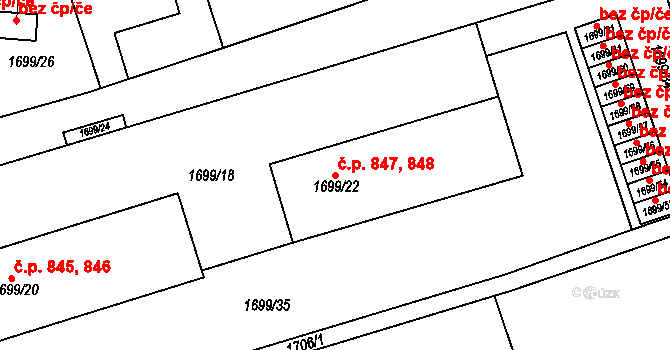 Dobruška 847,848 na parcele st. 1699/22 v KÚ Dobruška, Katastrální mapa