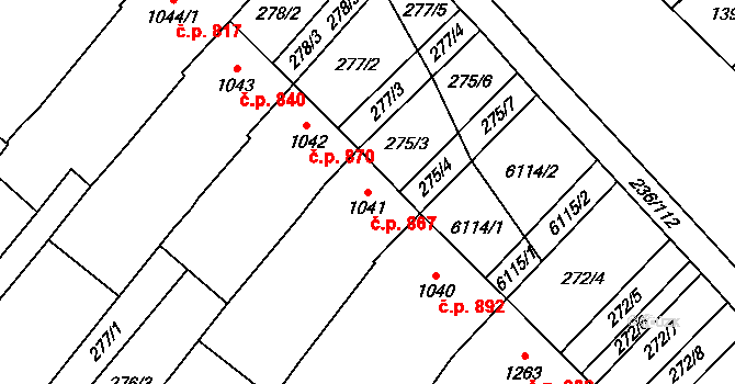 Velké Bílovice 867 na parcele st. 1041 v KÚ Velké Bílovice, Katastrální mapa