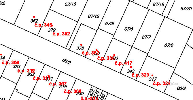 Přerov II-Předmostí 330, Přerov na parcele st. 347 v KÚ Předmostí, Katastrální mapa
