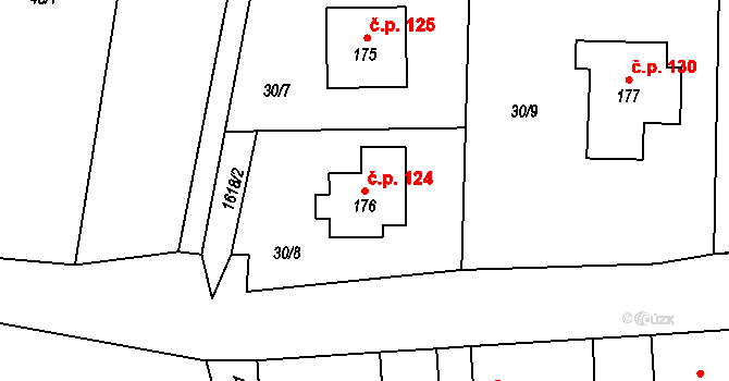 Rohozec 124 na parcele st. 176 v KÚ Rohozec u Žehušic, Katastrální mapa
