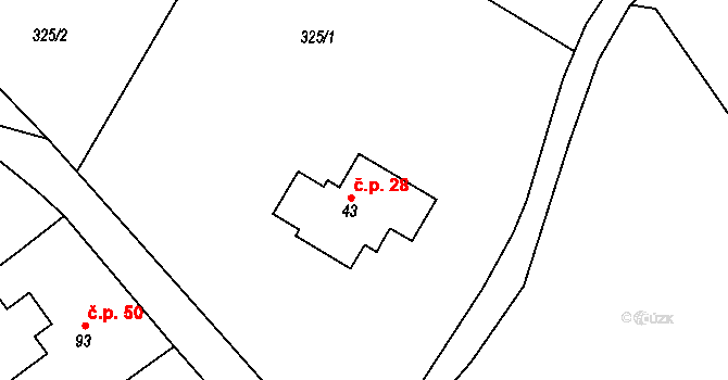 Rájec 28, Černava na parcele st. 43 v KÚ Rájec u Černavy, Katastrální mapa