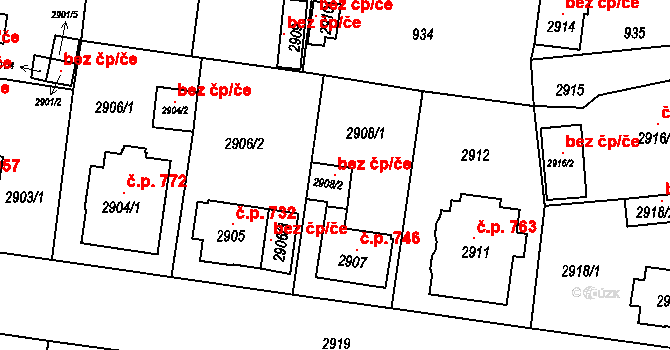 Sokolov 121698424 na parcele st. 2908/2 v KÚ Sokolov, Katastrální mapa