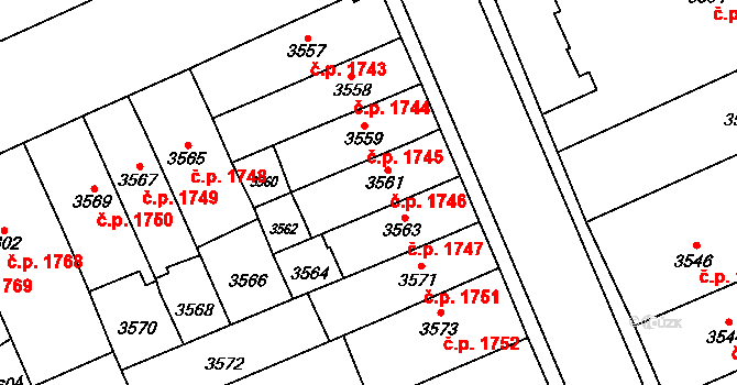 Jihlava 1746 na parcele st. 3561 v KÚ Jihlava, Katastrální mapa
