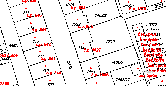 Šumperk 1027 na parcele st. 1134 v KÚ Šumperk, Katastrální mapa