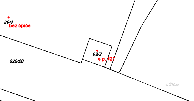 Starý Bydžov 127 na parcele st. 89/2 v KÚ Starý Bydžov, Katastrální mapa