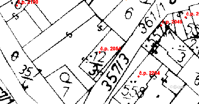 Podlusky 2054, Roudnice nad Labem na parcele st. 12/3 v KÚ Podlusky, Katastrální mapa