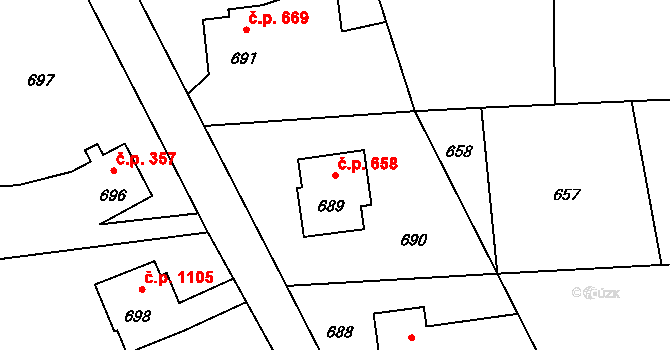 Lutyně 658, Orlová na parcele st. 689 v KÚ Horní Lutyně, Katastrální mapa