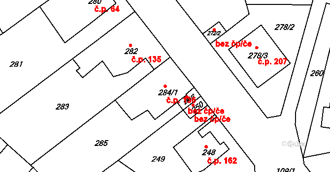 Skorotice 136, Ústí nad Labem na parcele st. 284/1 v KÚ Skorotice u Ústí nad Labem, Katastrální mapa