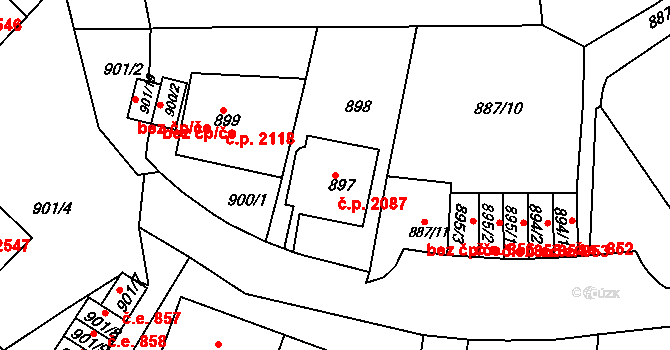 Ústí nad Labem-centrum 2087, Ústí nad Labem na parcele st. 897 v KÚ Ústí nad Labem, Katastrální mapa