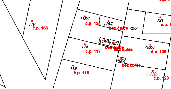 Sokoleč 117 na parcele st. 114 v KÚ Sokoleč, Katastrální mapa