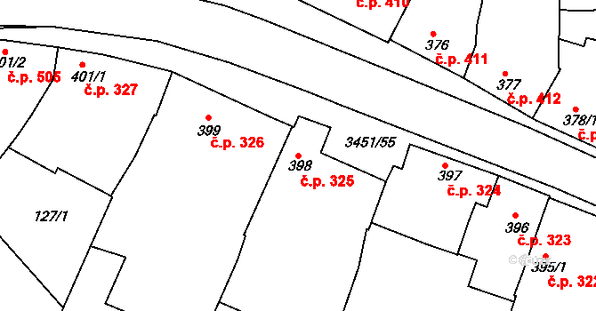 Lysá nad Labem 325 na parcele st. 398 v KÚ Lysá nad Labem, Katastrální mapa