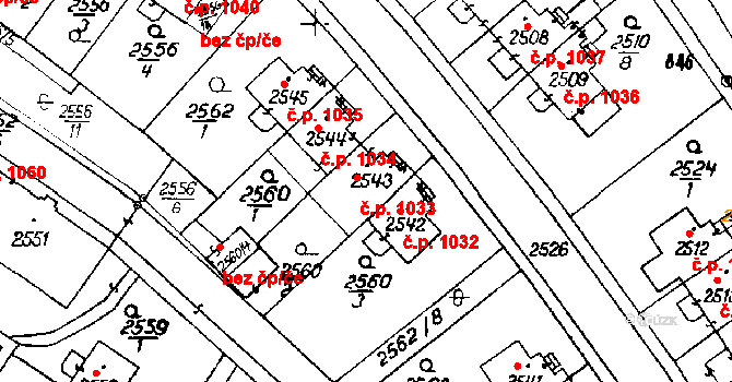 Poděbrady III 1033, Poděbrady na parcele st. 2543 v KÚ Poděbrady, Katastrální mapa