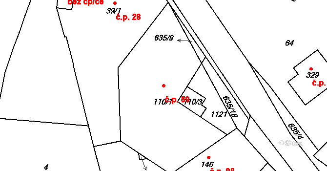 Struhy 59, Čachovice na parcele st. 110/1 v KÚ Struhy, Katastrální mapa