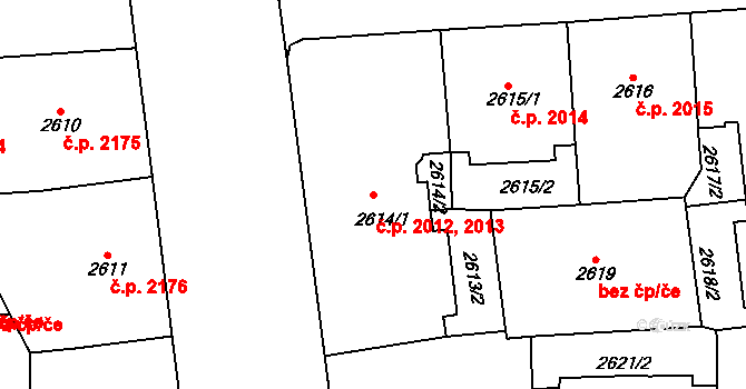 Vinohrady 2012,2013, Praha na parcele st. 2614/1 v KÚ Vinohrady, Katastrální mapa