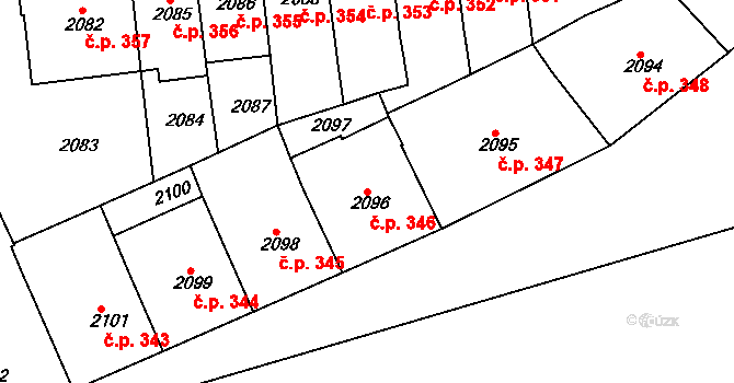 Holešovice 346, Praha na parcele st. 2096 v KÚ Holešovice, Katastrální mapa