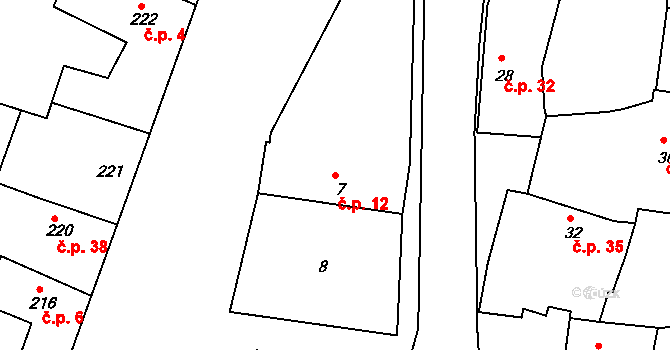 Číčenice 12 na parcele st. 7 v KÚ Číčenice, Katastrální mapa