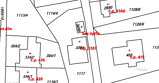 Vrchlabí 1357 na parcele st. 3304 v KÚ Vrchlabí, Katastrální mapa